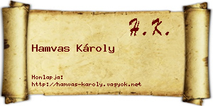 Hamvas Károly névjegykártya