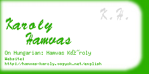 karoly hamvas business card